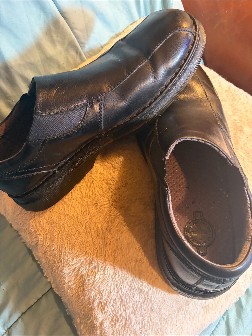 Dr. Martens Black Leather Slip-On Loafers with Elastic Gussets